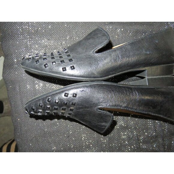 Steve Madden Henri Black Leather Upper Embellished Studded Slip On Loafers sz 8 - Picture 7 of 11